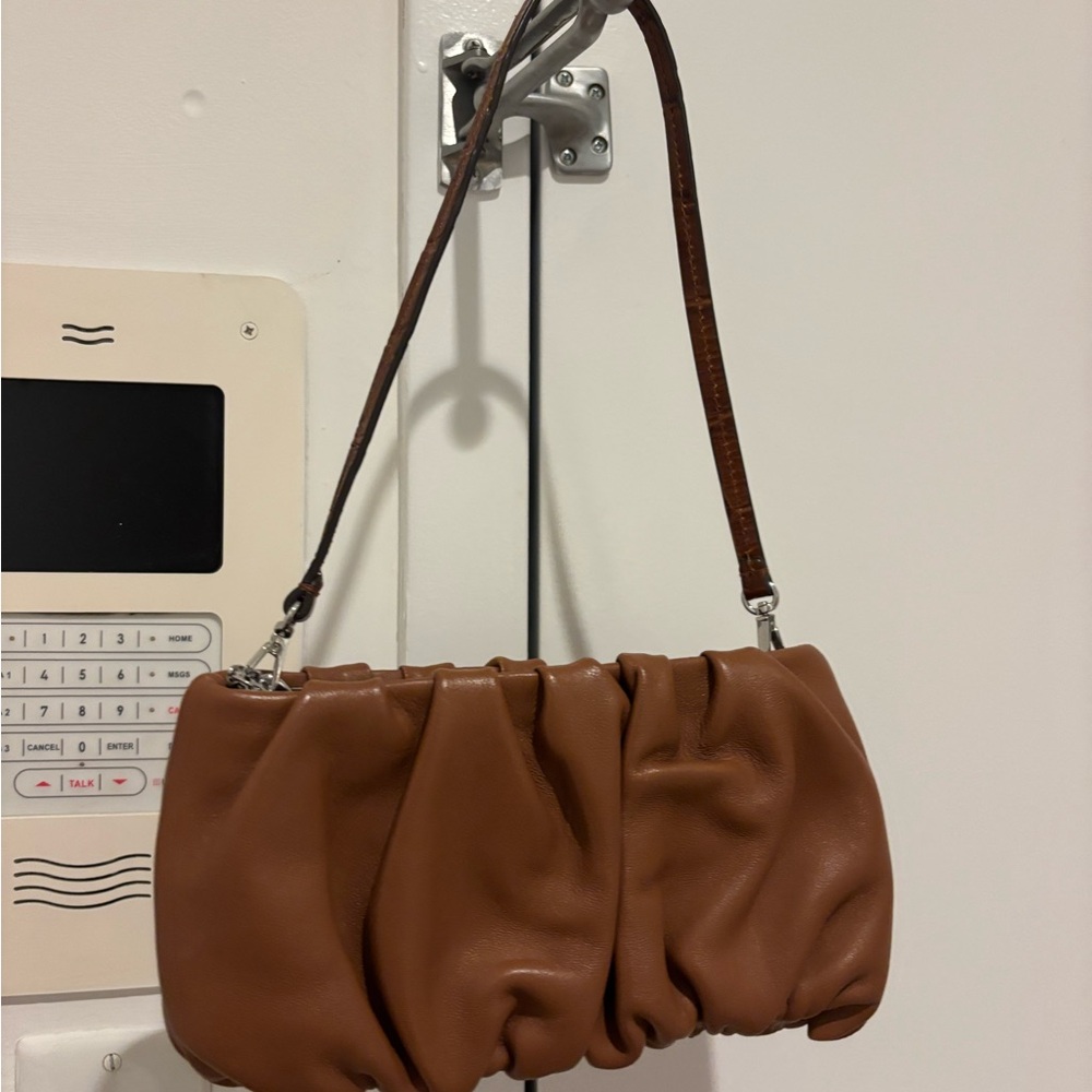 STAUD Tan Leather Shoulder Bag
